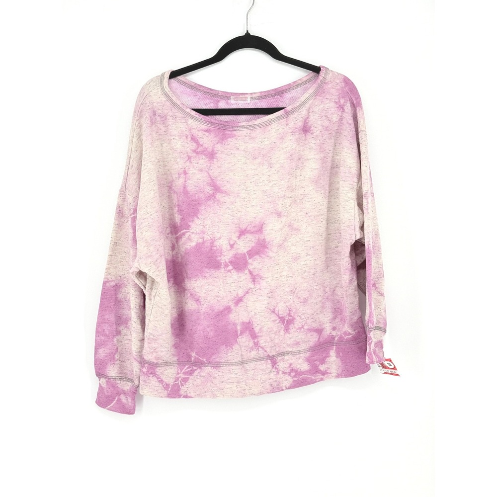 New Free People FP Oversized Off Shoulder Cropped Sweatshirt Athleisure Size S